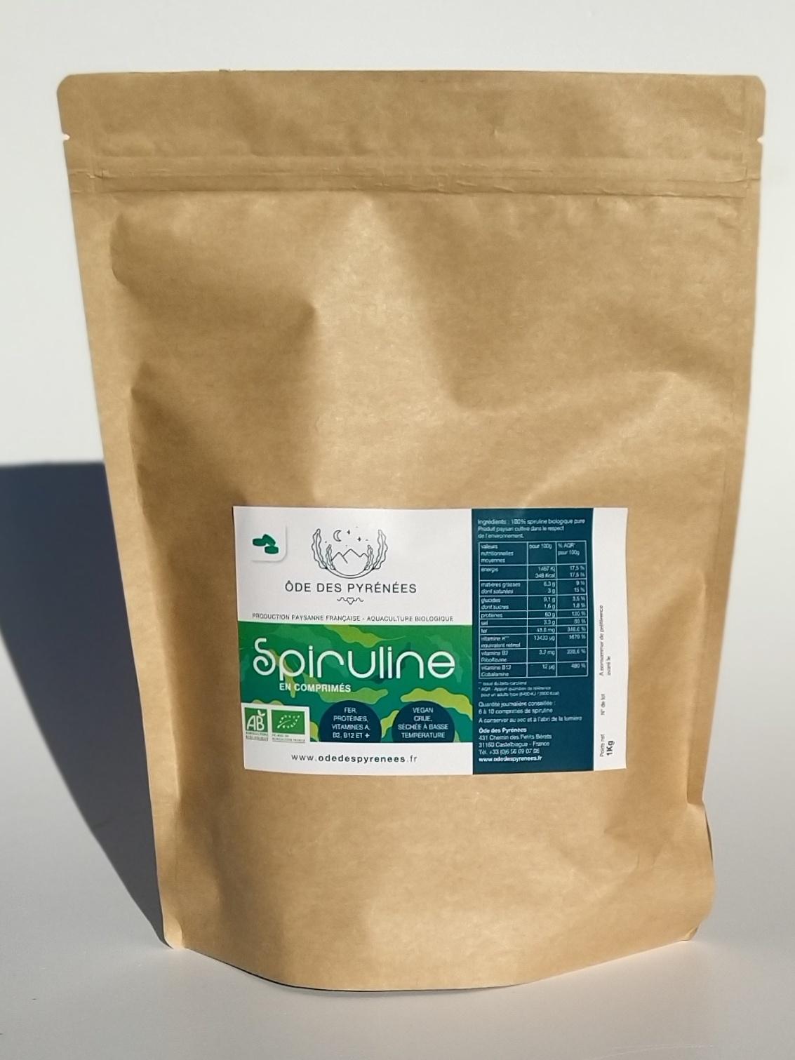 1 Kg de Spiruline bio en Comprimés Ôde des Pyrénées Spiruline